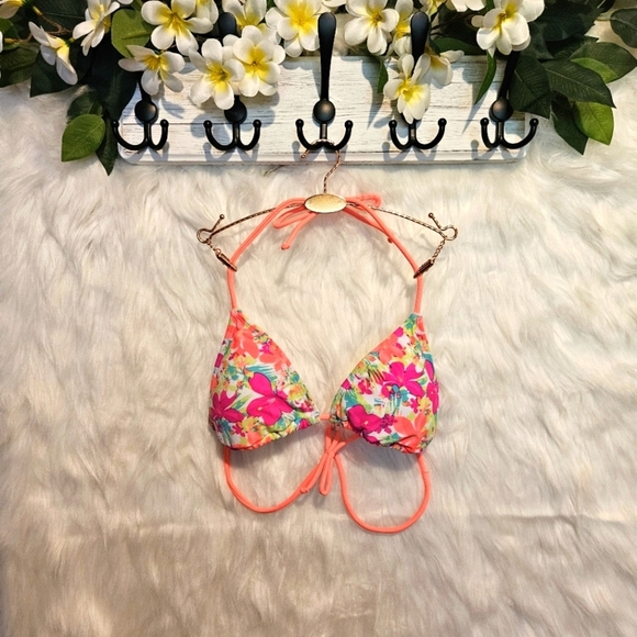 Boho Floral Print Classic String Bikini Top - Picture 2 of 4